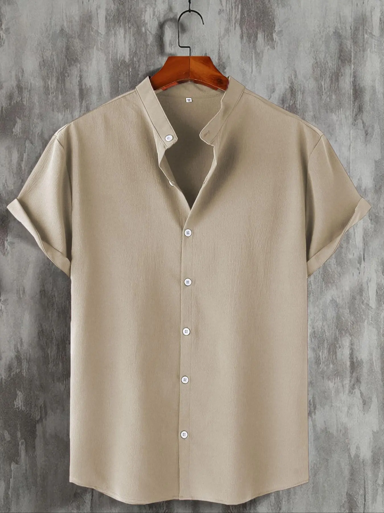 Men's Solid Color Short Sleeve Shirt, Regular Fit Casual Comfy Button Front Top for Summer, Men's Clothes for Daily Wear