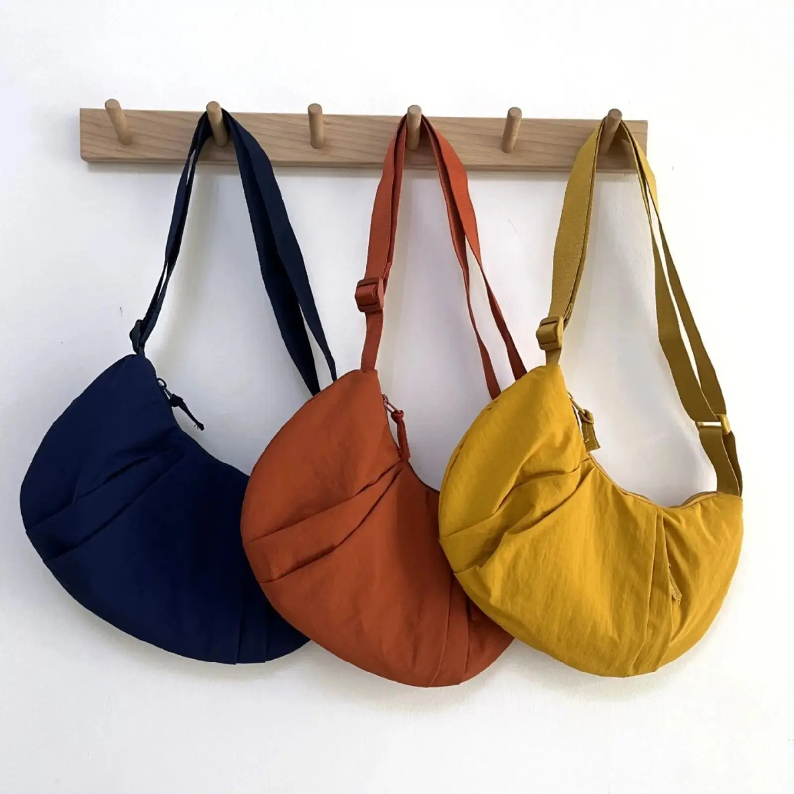 Women's Japanese Style Solid Color Minimalist Oversized Nylon Crossbody Bag, Lightweight Large Capacity Shoulder Purse, Casual Daily Accessory for Commute & Travel