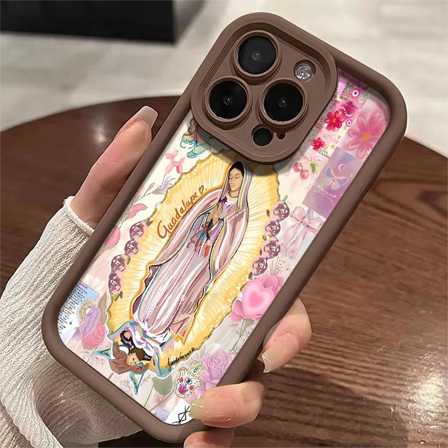 Phone Case: 1pc Religious Art Flower Pattern Phone Case Suitable for Apple iPhone 17 E Air Pro ProMax iPhone16 15 14 Plus 13 12 Mini 11 X XS XR Antidrop Phone Case Camera Protection Phone Case Light Luxury Style Elegant Can