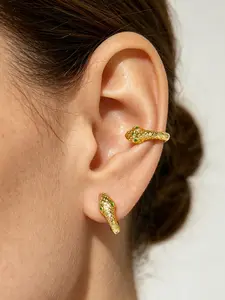 2 Pcs Fashion Snake Zircon Earrings for Women, Daily Commute Jewelry, Festival Theme Accessories, Unique Style Ear Cuffs