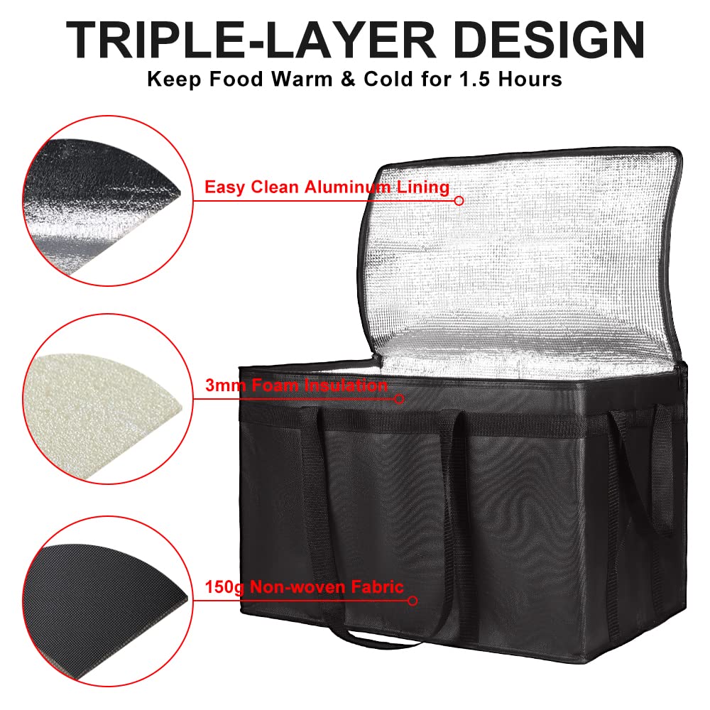 1-Pack Insulated Reusable Grocery Shopping Bags, X-Large Insulated Food/Pizza Delivery Bag for Doordash/Uber Eats, Commercial Food Warmers, Tote Cooler/Thermal Bags 1-Pack Insulated Reusable Grocery Shopping Bags, X-Large Insulated Food/Pizza Delivery Bag for Doordash/Uber Eats, Commercial Food Warmers, Tote Cooler/Thermal Bags