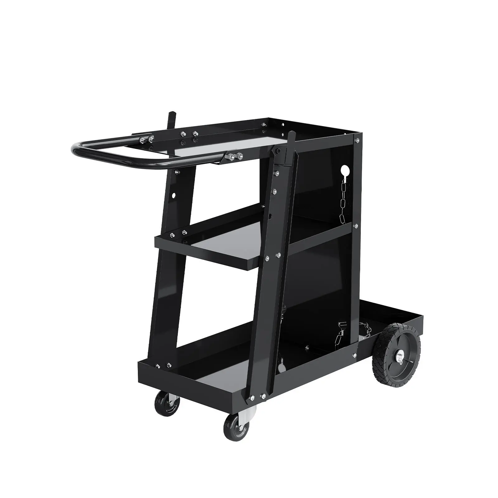 3-Tier Welding Cart 400 lbs Capacity, Higher Handle, Industrial Welder Utility Cart for Workshop and Equipment Storage  Metal Utility Storage