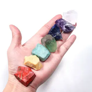 7pcs Natural Crystal Chakra Balance Raw Stone Set, Healing Crystal Gemstone Kit, Meditation Reiki Spiritual Energy Stones, Wellness Tool