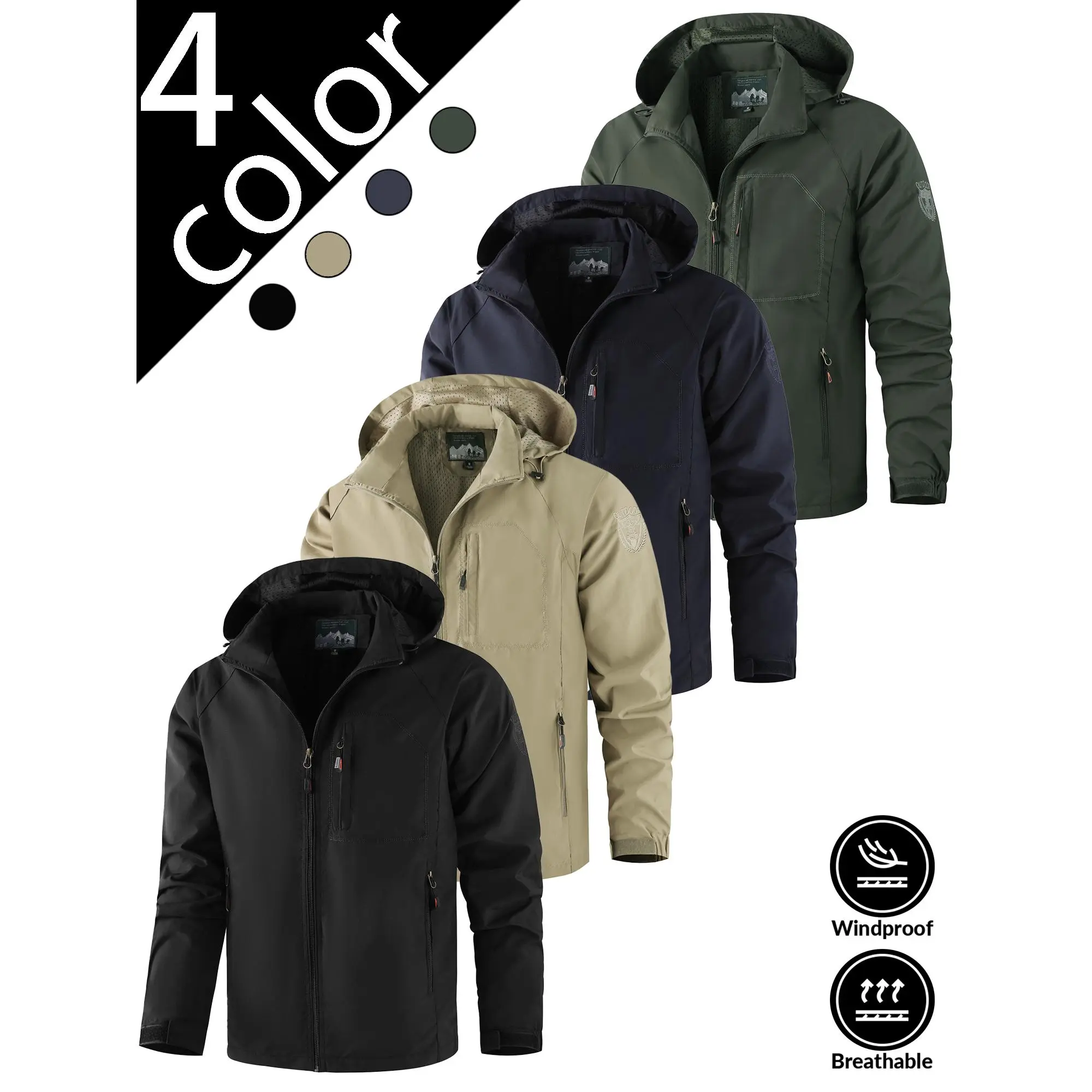 Men's Large Size Anti-Static Waterproof Windproof Hooded Fishing Jacket - Casual Sports Male Jacket, Multiple Colors Versatile Outdoor Wear
