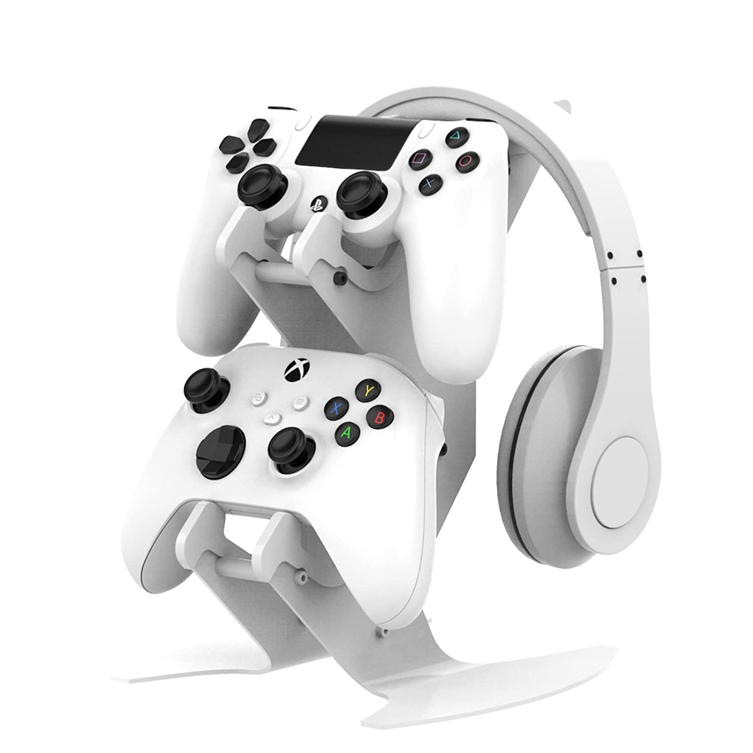 Controller Holder  Game Headset Stand For Series X S/xbox One / Ps5 Ps4 Ns/pc/headset Aluminum Metal Mount Universal Organizer Video Accessories (white)