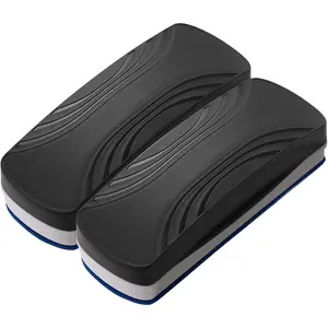 Magnetic Dry Erase Whiteboard Eraser, Glass Board Eraser for School and Office Supplies, Pack of 2 (Black)