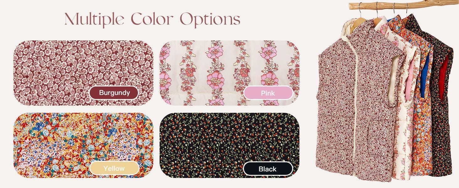 Imily Bela Womens Floral Oversized Puffer Vest Cap Sleeve Winter Warm Puffy Quilted Jackets Coat