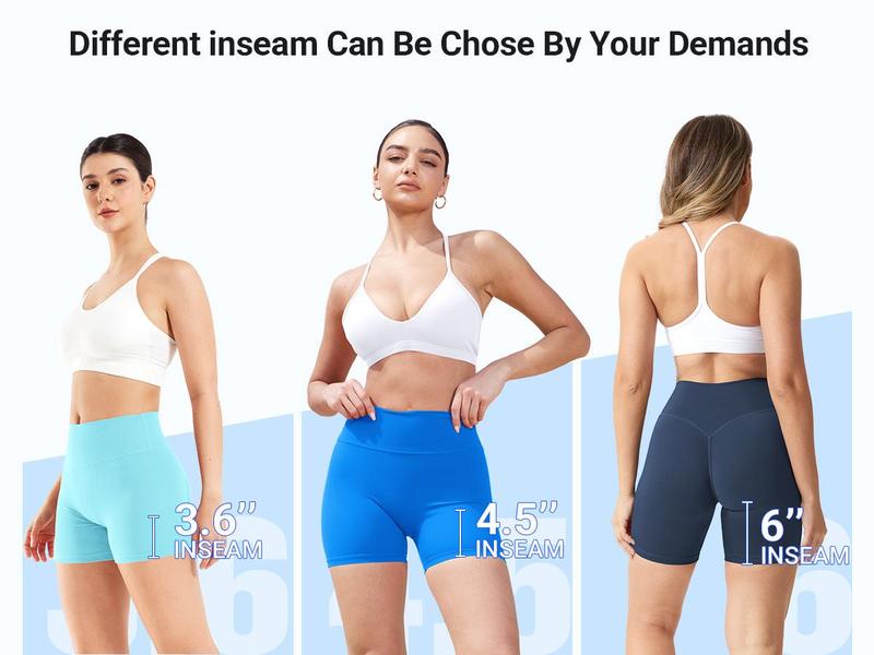 YEOREO Women's Biker Shorts 4.5" Hidden Scrunch High Waist Tummy Control Gym Yoga Running Impact Blue Plain Stretchy Fabric Active Skort Skirt