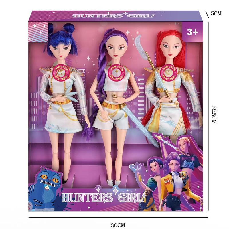 Gift For Valentines K-pop Demon Hunters Anime action figure doll 11.5 inches–12 Joint Movable Anime-Rumi, Mira and Zoey, Anime-Inspired Collectible Dolls, Mystery Box Merch Gift for Fans & Kids-desk display-Kpop Idol Merch Collectibles Playable theme song