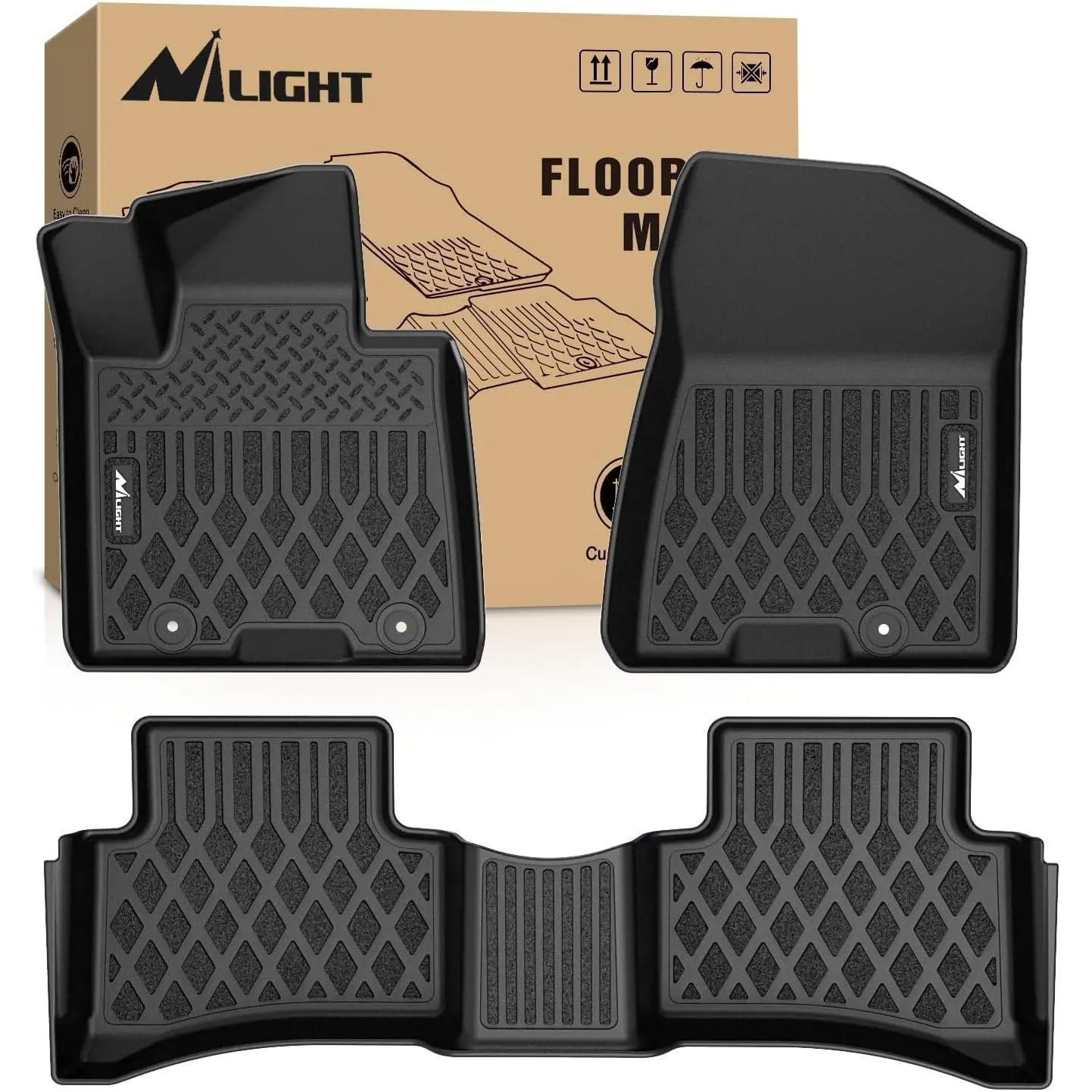 Nlilght TPE Floor Mats for Hyundai Tucson 2016 2017 2018 2019 2020 2021 All Weather Custom Fit Heavy Duty Floor Liners