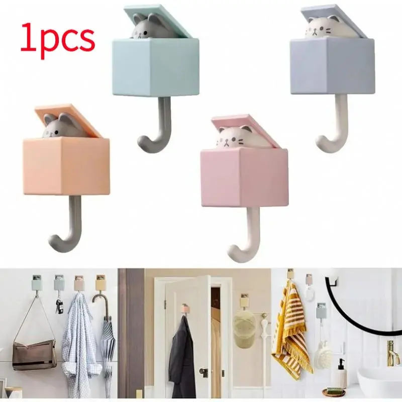 Cute Self-Adhesive Towel Hook Set for Bathroom, Wall Hook for Coats, Towels, Scarves, Hats, Robes, Keys, Creative Room Decor