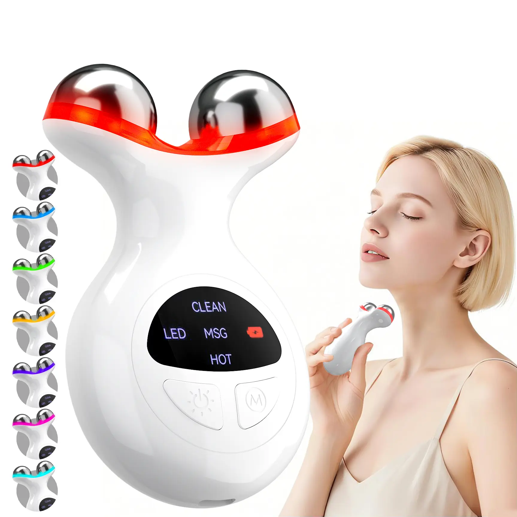 Facial Massager Face and Neck,Vibrating Facial Massager with Thermals， Face  culpting Wand Tool with 7 Color - Birthday, Christmas, Mothers Day, Valentines Day Gifts for Her Women Mom Best Friend Wife Teacher
