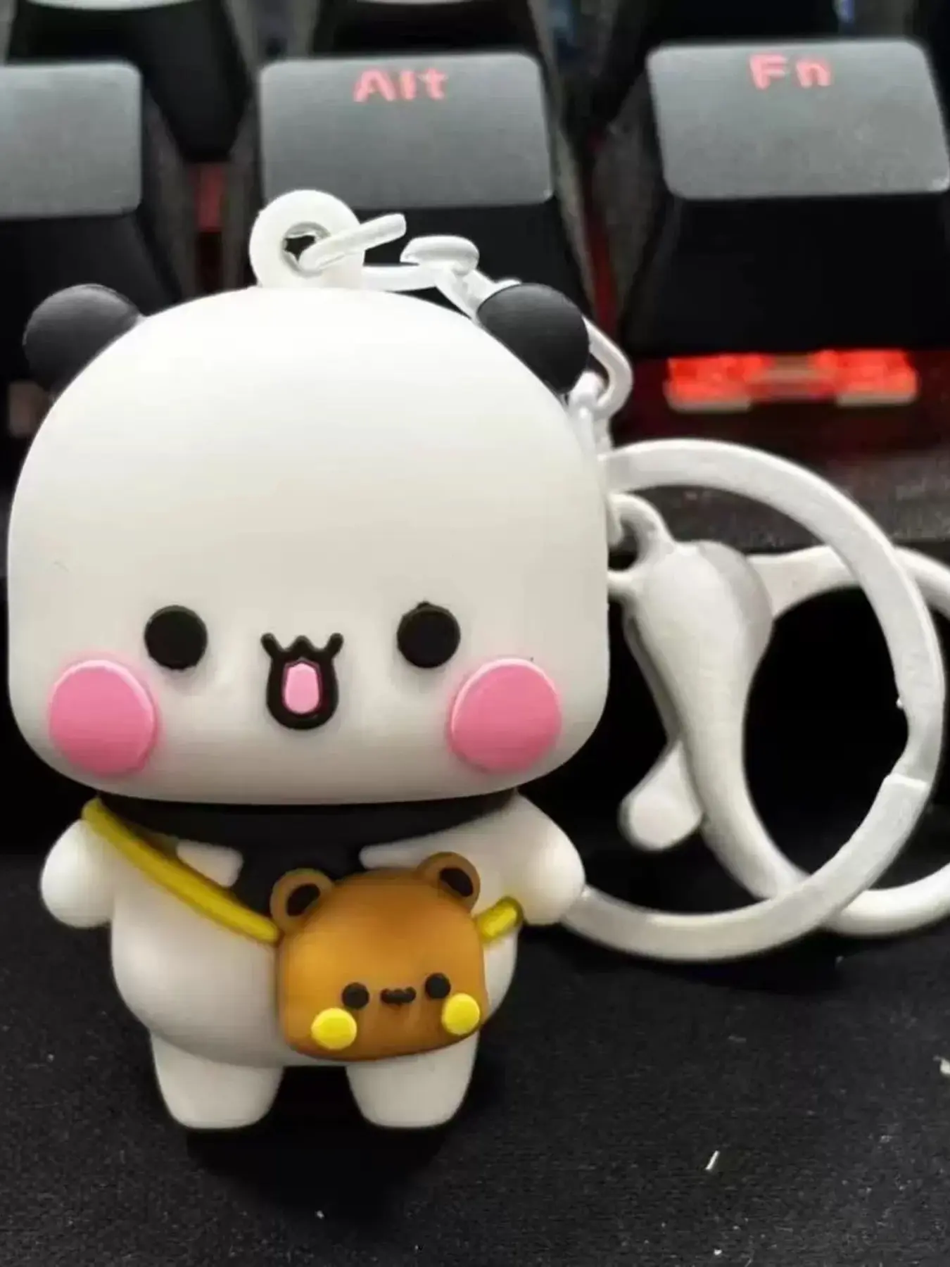 1pcs Cute Panda & Bear Silicone Trendy Cute Keychain Kawaii, Suitable For Christmas, Thanksgiving, Mother's Day, New Year, Car Keys, Couples, Back To School, Party Gifts Keychains Cute