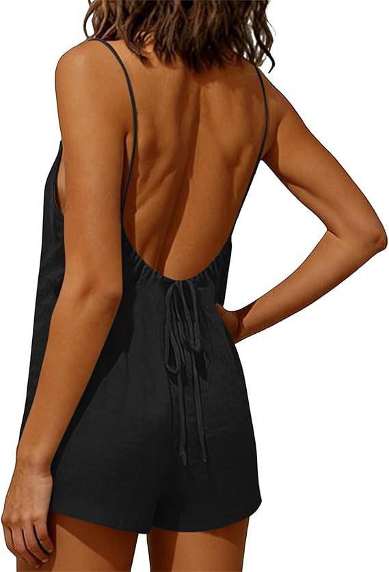 2026 New Women's One-Piece Pants Casual Sleeveless Tank Top Short Skirt Overalls with Narrow Straps and Pockets