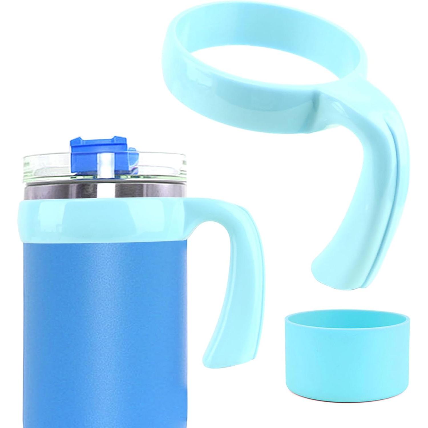 20 oz Tumbler Handle, Anti Slip Travel Mug Grip Cup Holder, Cup Handles for Vacuum Insulated Tumblers,  Cup Holder Friendly, Improved Grip, Tumbler Mugs Attachment(Light Blue)