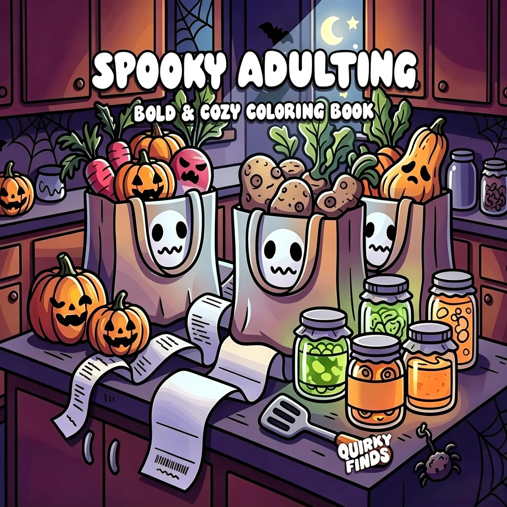 Spooky Adulting Bold & Cozy fall themed Coloring Book For Adults Teens, Cute Spooky Gothic Halloween Daily Life Illustrations, Relaxing ASMR Stress Relief Cozy Fall autumn coloring pages Book,School start and Halloween ideal gift