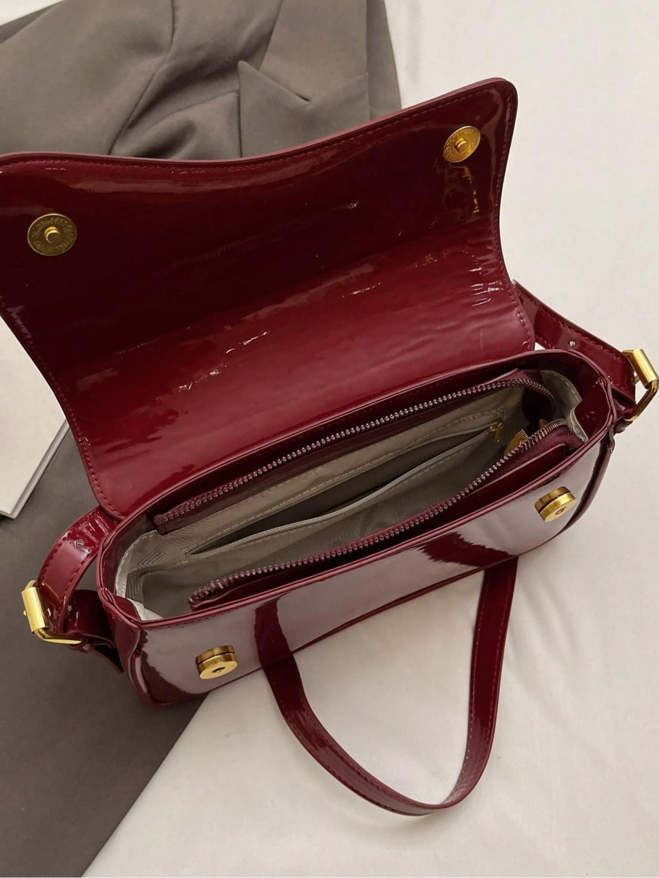 Women's Solid Color Shoulder Bag, Fashionable PU Leather Crossbody Bag for Daily Used, Casual Trendy Versatile High-quality Daily Commuting Bag