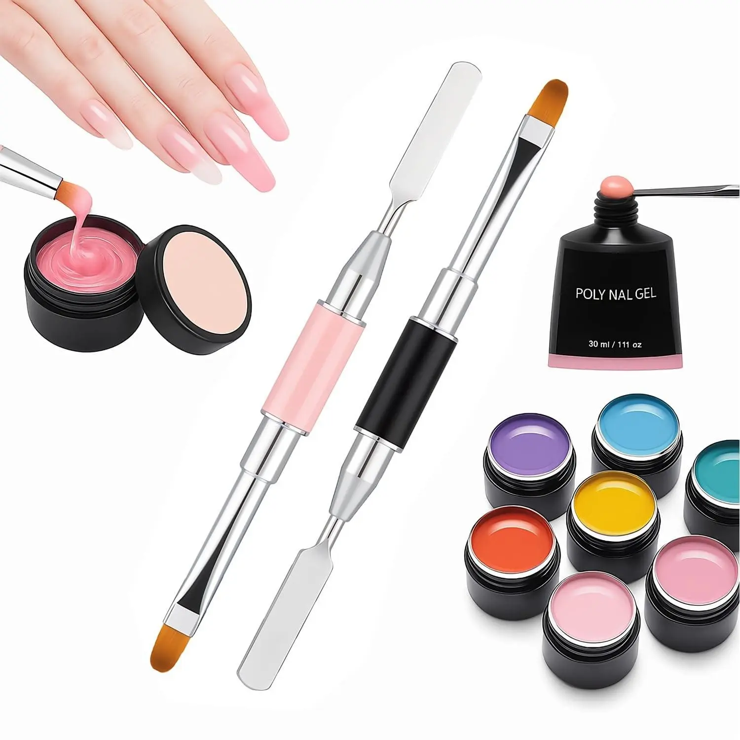 Comfort Grip Design - Dual-Ended Nail Art Brush Pen - Unscented - Black & Pink - Precision Detailing & Sculpting Tool for Rhinestone Application