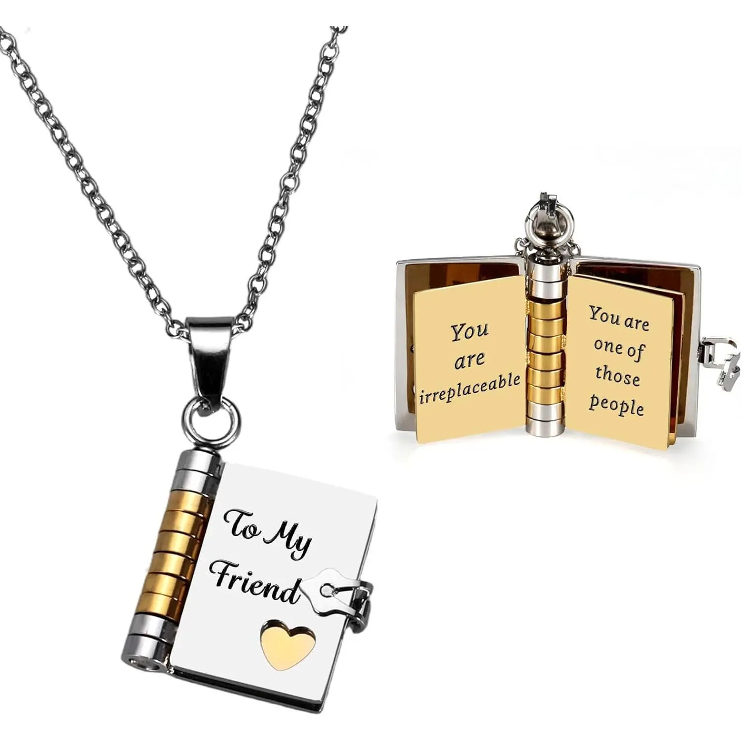To My  Book Necklace – Friendship Gifts for Women Men – Flip Book Pendant for   BFF Sister – Birthday Christmas   Sentimental Gifts for Women  Long Distance Friendship