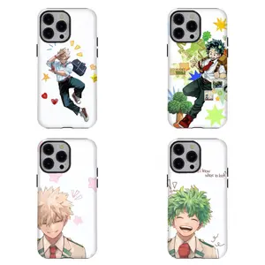 MHA Izuku Midoriya Katsuki Bakugo Phone Case|Simple Clean White Background Anime Boy Protective Cover For iPhone 17 Pro Max 16 15 14 13 12 11 for Samsung S21 S22 S23 S24 S25 S26 Phone Case|Gift For Her/him
