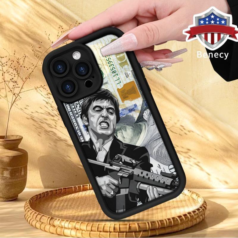 Creative Scar Face Painted Pattern Phone Case for iPhone 16 17 15 14 Pro Max 13 12 11 Air XR XS E Plus Shockproof Drop Protection Rugged Durable Silicone Cover Protective Smartphone Casing