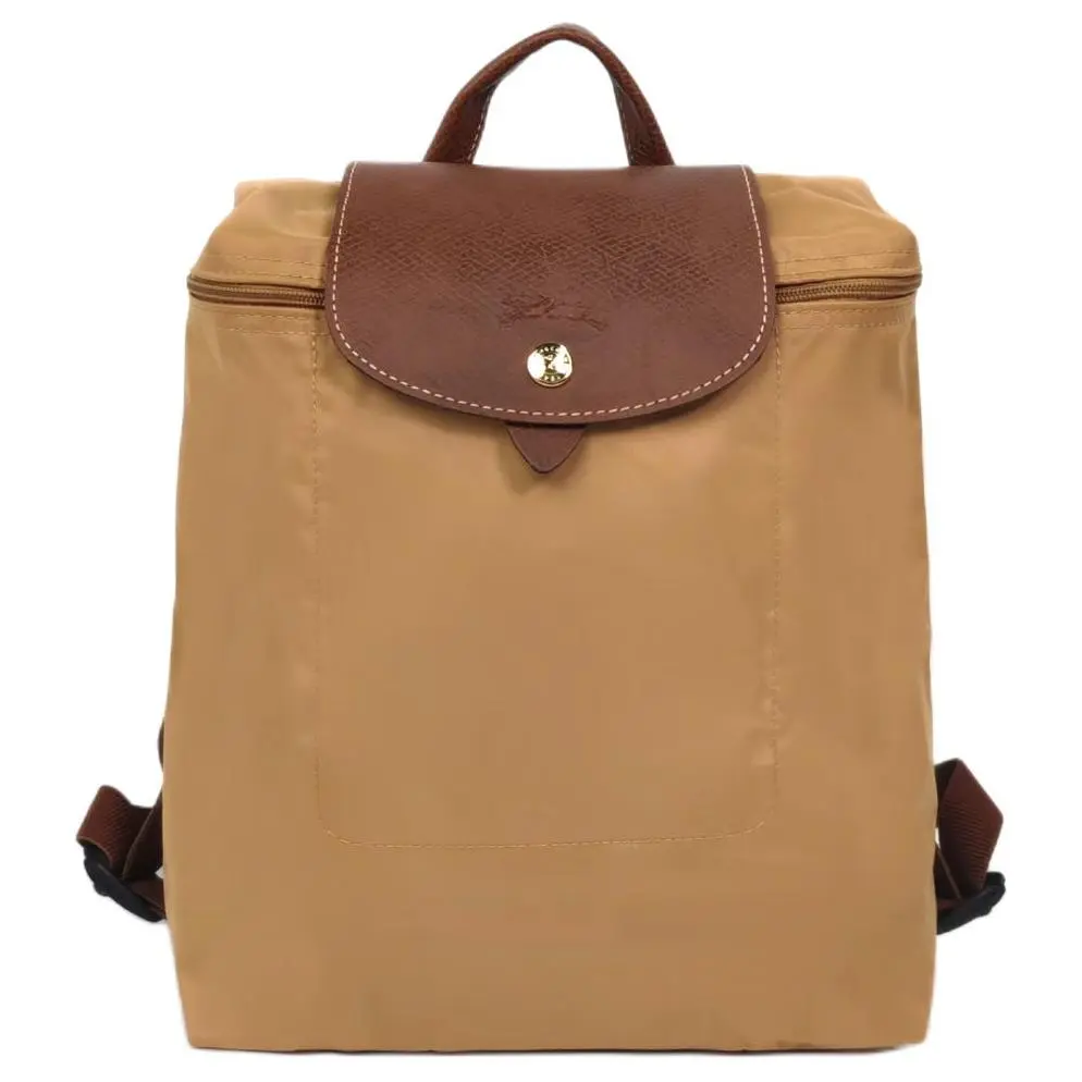 Longchamp Le Pliage Original Recycled Canvas Backpack, Medium, Women’s, Gold Accents, Sand