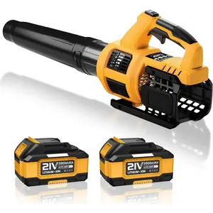 Cordless Leaf Blower, 21V Electric Handheld Blower with 2X 3.0Ah Batteries & Fast Charger, 550CFM 150MPH Lightweight 3.2Lbs for Lawn Care Yard Patio Cleaning - Yellow