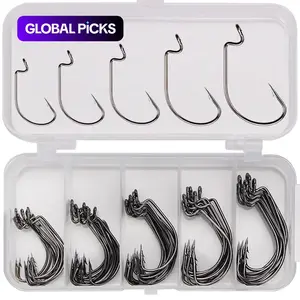 Fishing Hook Set, 50pcs/box Carbon Steel Crank Hook Set, Fishing Hook for Outdoor Fishing, Fishing Accessories Kit, Outdoor Fishing Supplies