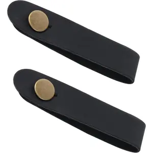 2 count Leather Guitar  Strap, Acoustic Guitar Headstock Strap Tie with Button for Guitars Amp Headphone Adapter, Ukulele Straps Lock Guitars Straps Adapte Locking Accessories for Electric Bass