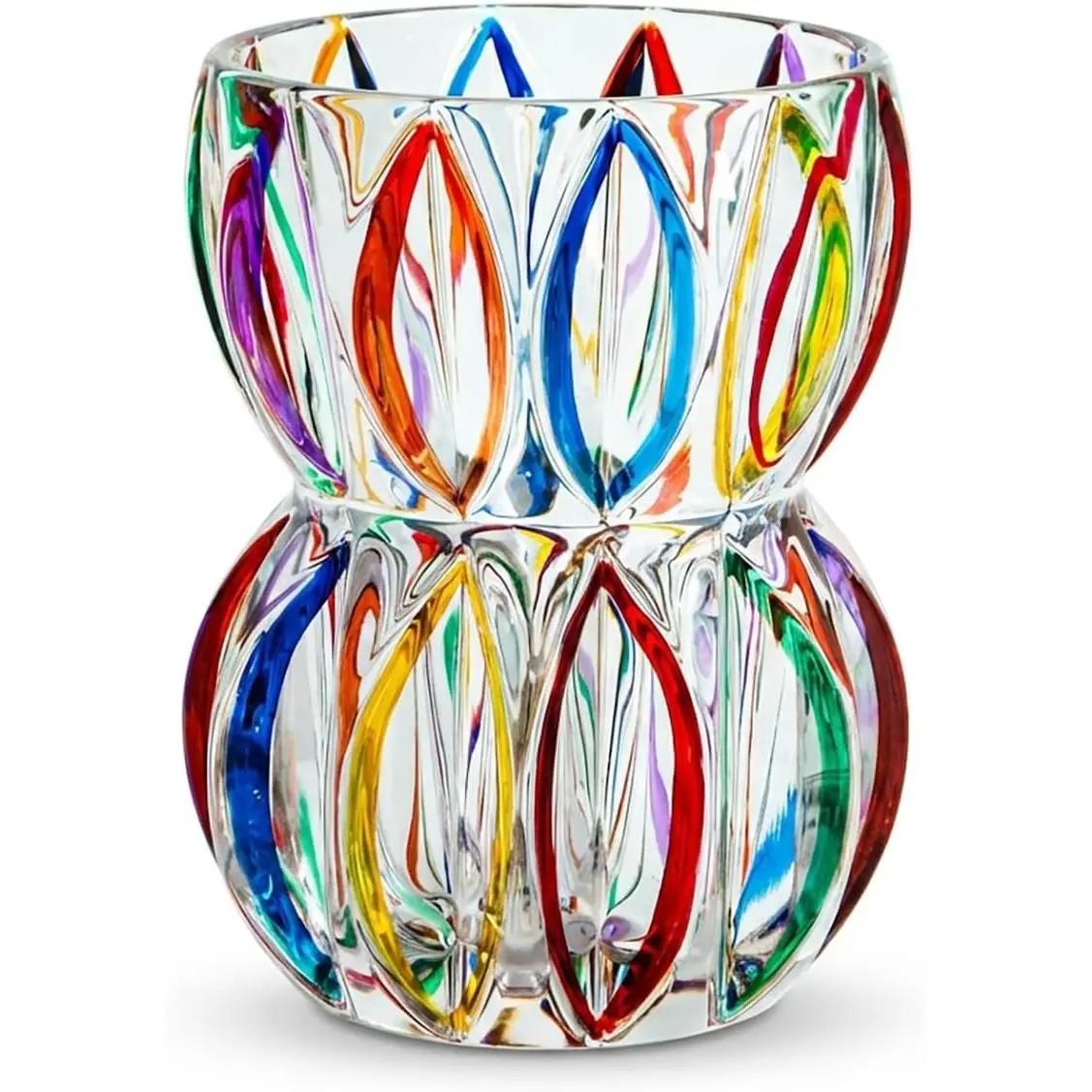 Hand Painted Colorful  Glass Vase 6.9 inch Tall -  Textured Vase for   & Hydroponic , Modern Decorative Centerpiece for Dining Table, Coffee Table &  Décor