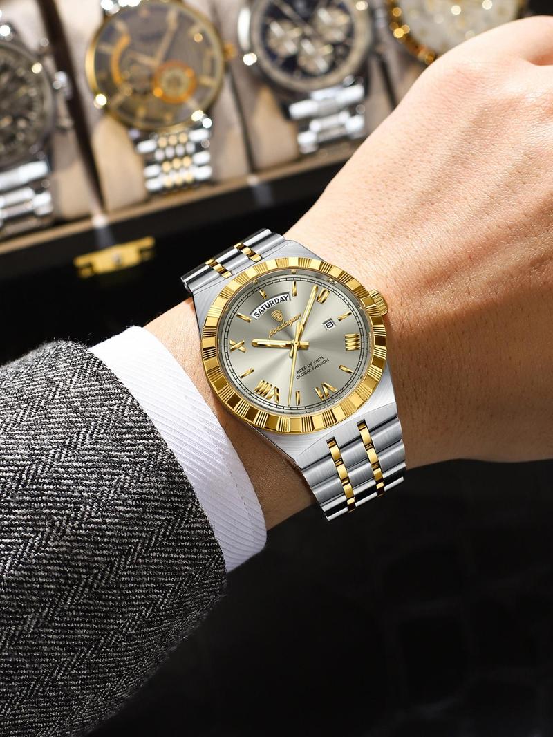 Men's Business Fashion Round Dial Analog Quartz Watch, Fashion Watch for Party, Daily Clothing Decor, Trendy All-match & Exquisite Watch for Birthday Gift with Box, Business Fashion Watches