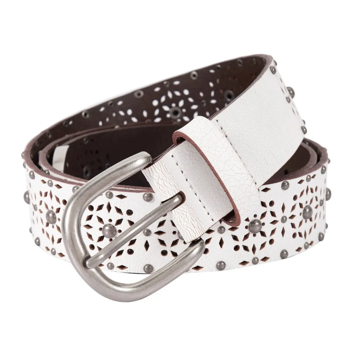 Off-white cracked vintage studded belt, fashionable and cool, versatile studded waist belt