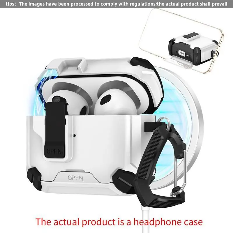 Wireless Magnetic Charging Case with Stand Design, Electronic Shockproof Protection Earbuds Shell for AirPods 1/2, 3, 4, Pro, Pro 2, Portable Earbuds Case, Headphone Accessories