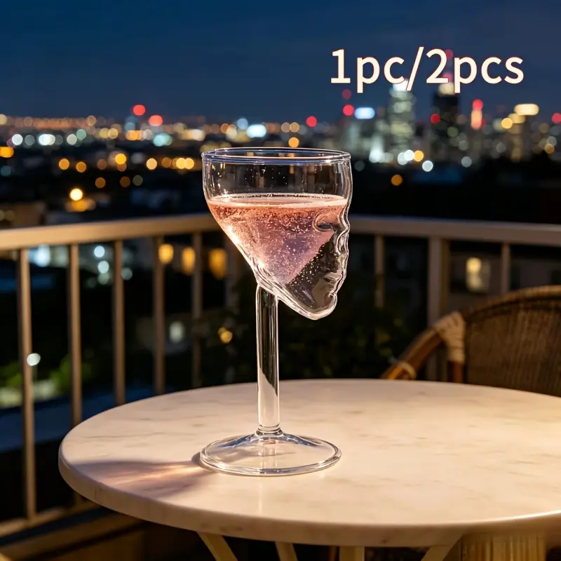 1Pc/2pcs skull-shaped borosilicate glass red wine glass, Drinking Glassware, heat-resistant and cold-resistant, easy to clean, reusable, used for red wine, cocktails, whiskey, suitable for bars, pies, parties, and a sense of atmosphere.