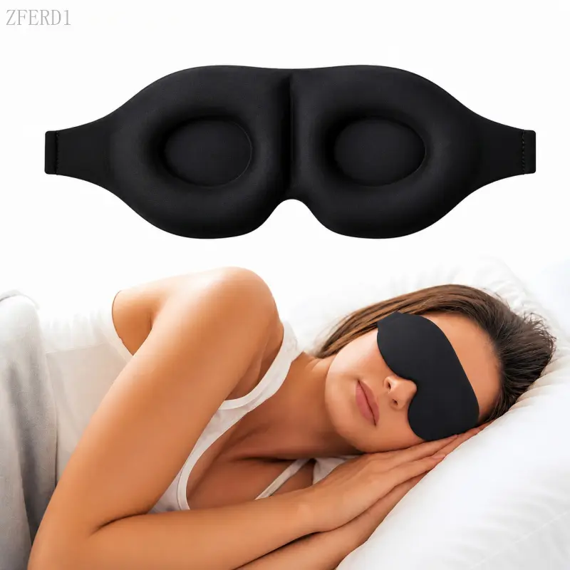 3D Blackout Sleep Mask, Lightweight No Eye Pressure Design, Comfortable for Side Sleepers & Travel Naps