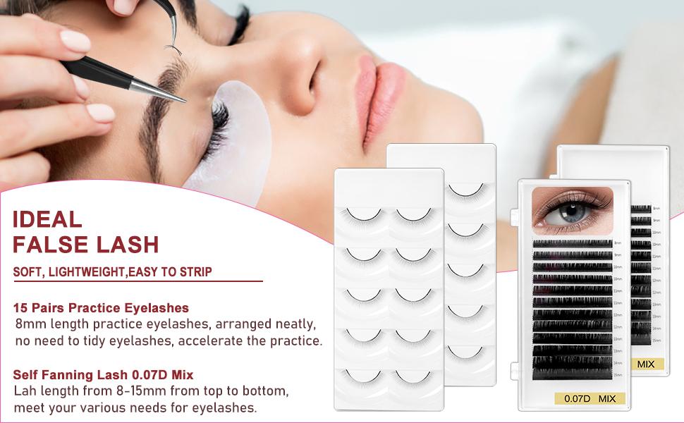 Lashes Kit for Eyelash Extension Beginners 470PCS Professional Lash Mannequin Head Practice Kit with Everything Lash Glue Lash Shampoo Lash Fan, Lash Extension Supplies for Practice