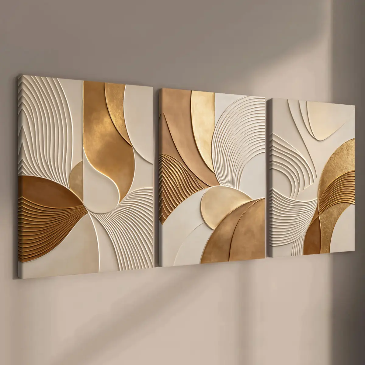 3-count wooden frame canvas, high-end geometric light luxury art, abstract poster, perfect living room decoration, modern art, fashionable poster, suitable for corridor bedroom, office, home wall art, waterproof