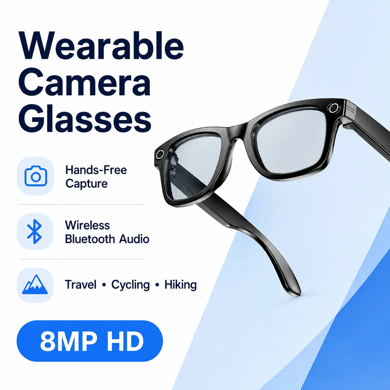 Multifunctional Smart Camera Eyewear with Bluetooth Connection, Hands-Free Video Capture, Photochromic Sunglasses Lens and Outdoor Vlog Technology