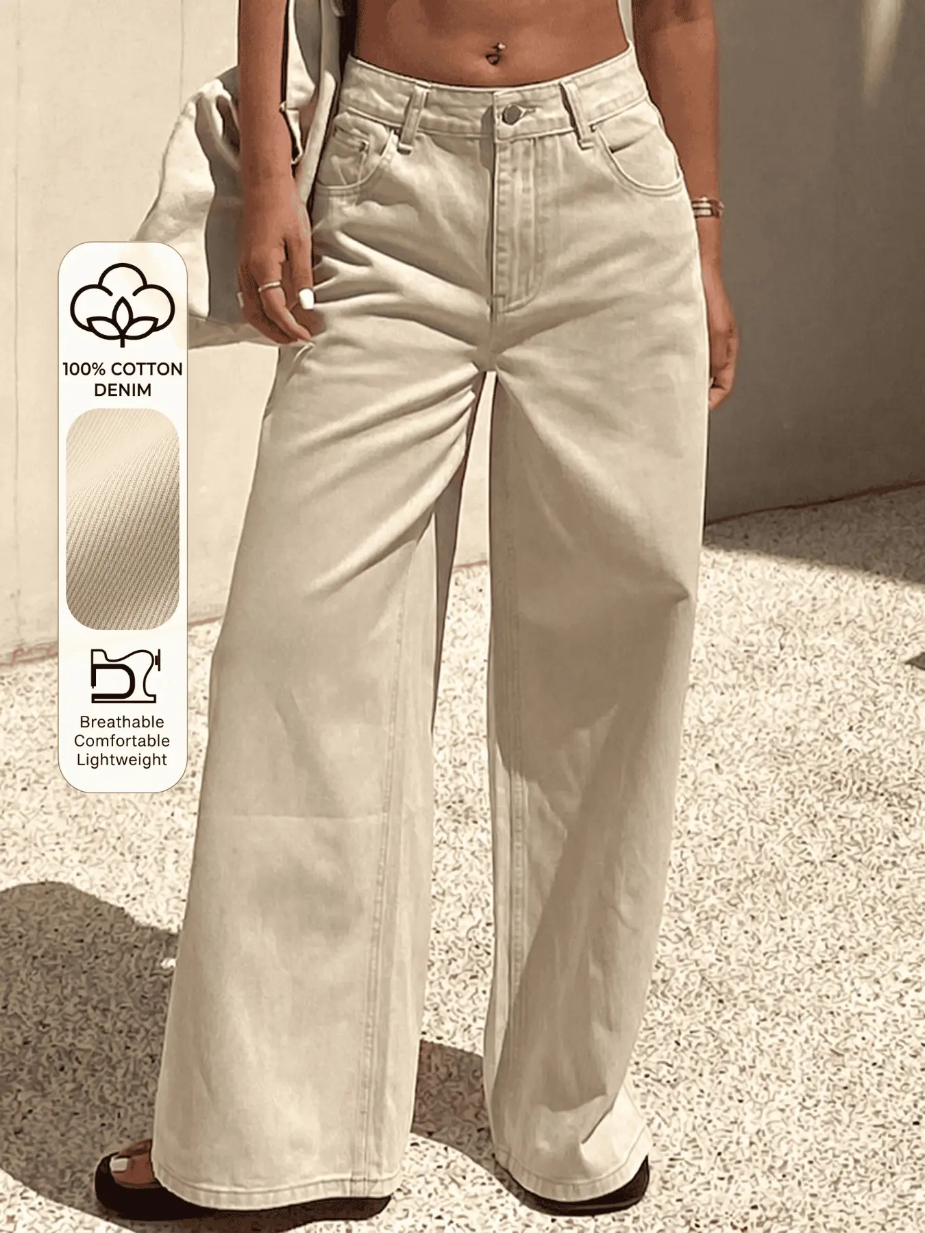 Women's New High-Waisted Wide-Leg Jeans, Loose Straight Leg Flowy Drape Pants, Slimming Versatile Casual Long Denim Jean Pants with Pockets, Daily Commute Vacation Wear 2026ss