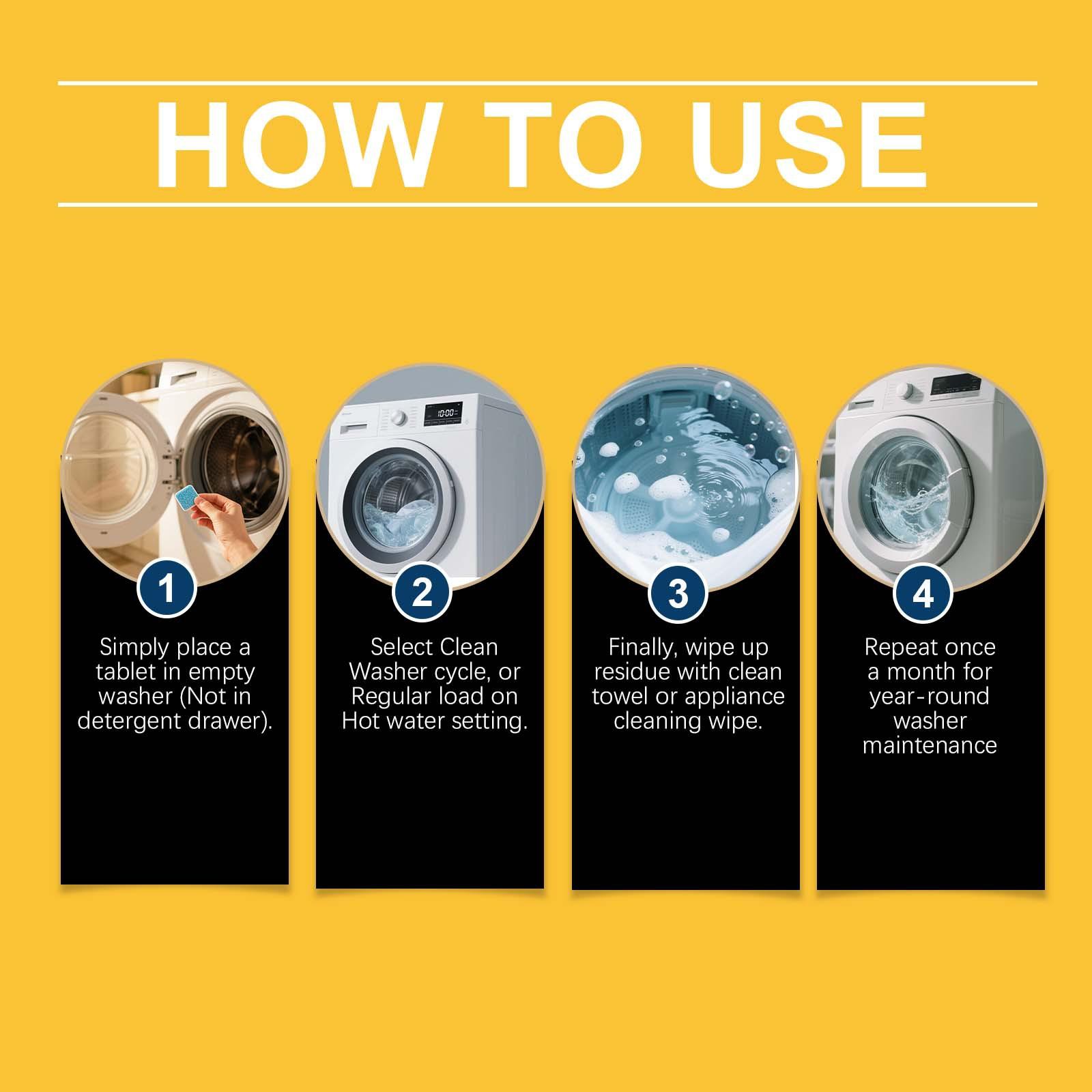 Washing machine cleaning tablets, daily cleaning, multi model washing machines, stain removal, deodorization, refreshing care agents