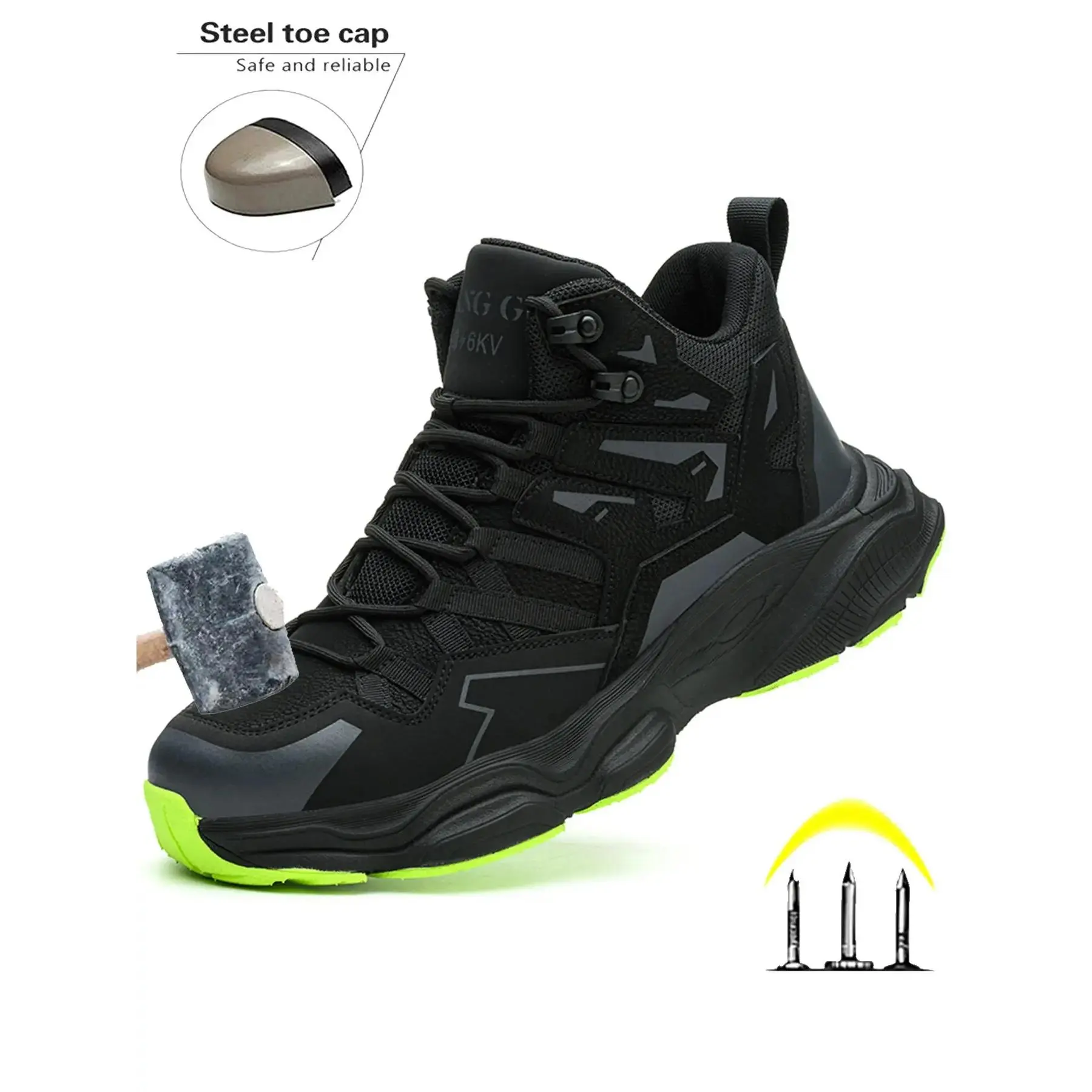 Steel Toe Shoes Men Work Sneakers Indestructible Comfortable Safety Lightweight Breathable Construction Sneakers Puncture Proof Anti-smash Ergonomic Design Industry Safety Toe Leather Work Protective Shoes Steel Toe Footwear
