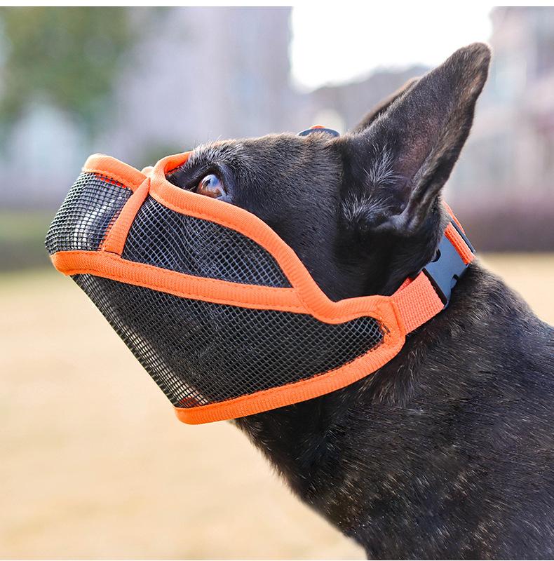 Dog Muzzle, Breathable Pitbull Muzzle, Adjustable Secure Fit, Prevents Biting & Accidental Eating, Perfect for French Bulldogs, American Bullies & Short-Snouted Breeds, Durable Mesh Dog Mouth Cover for Training, Walking & Grooming, Anti-Chew Dog Snout Gua