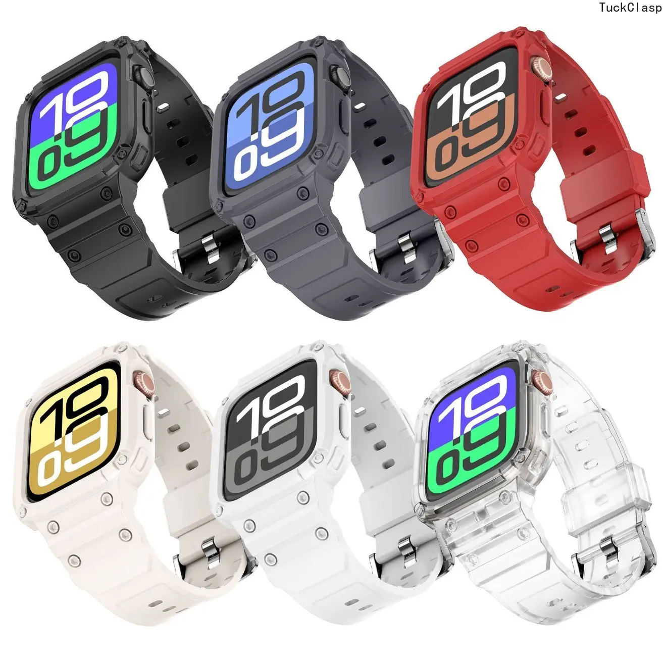 Rugged 2-in-1 Integrated TPU Protective Case for iWatch & Band, Shockproof Sport Strap Compatible with Series 1–11/SE/Ultra (38–46mm), Durable Protective Smartwatch Accessory for Fitness & Outdoor Use