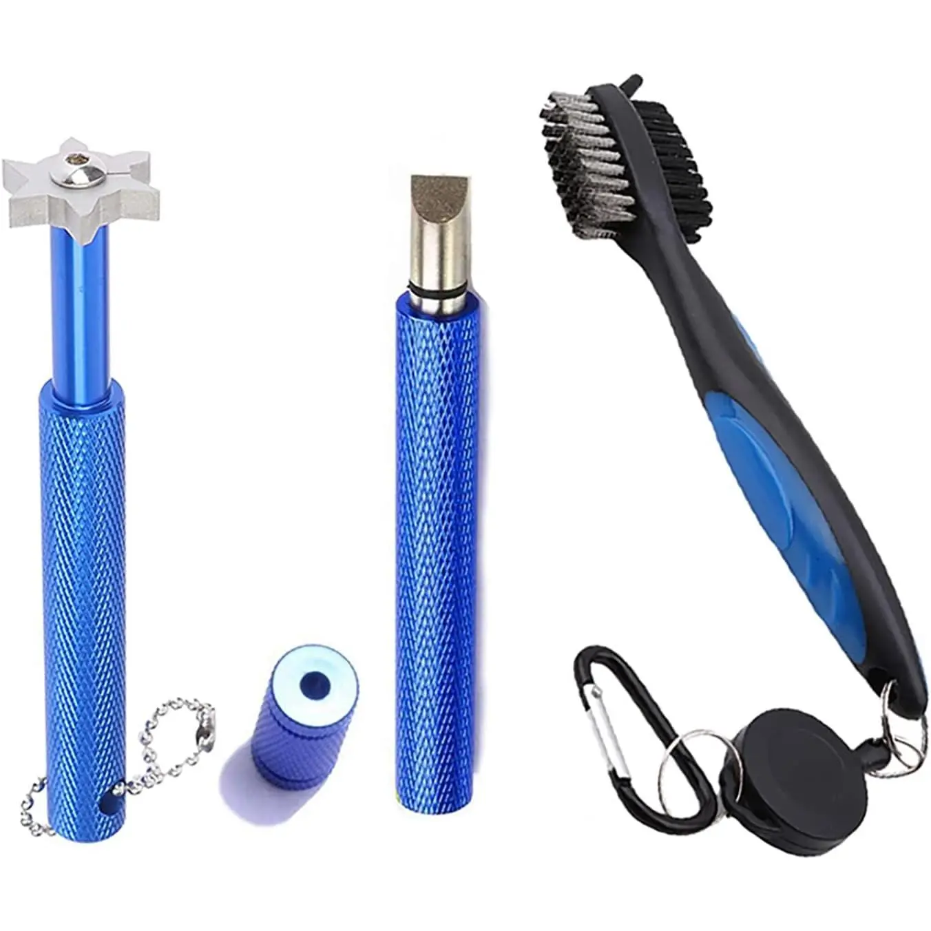 Golf Club Cleaner Kit, 2 count  Sharpener Regrooving Tool and 1 count Retractable Club Cleaner Brush, Portable  Sharpener Tool for  Golf Irons for Men