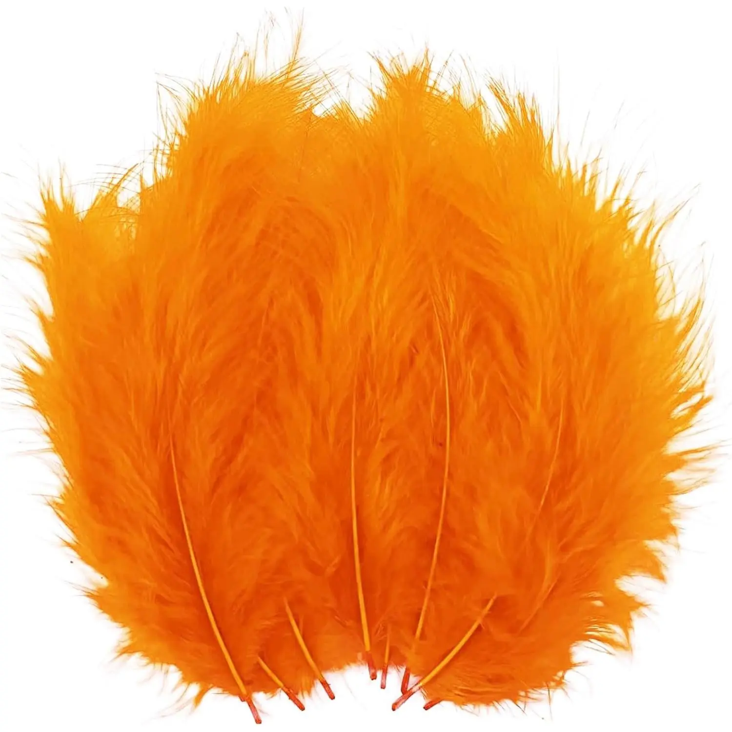 100pcs 4-6 Inches Orange Fluffy Turkey Marabou Colored Feathers for Crafts Dream Catcher Fringe Trim Fly Tying Material