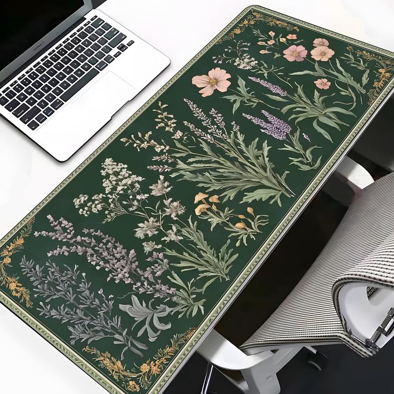 Floral Pattern Mouse Pad, Rectangle Gaming Mouse Pad, Non-Slip Rubber Base Mousepad, Office Desk Keyboard Mouse Mat for Home Office Game Room Desk, Office Girly Desk Accessories