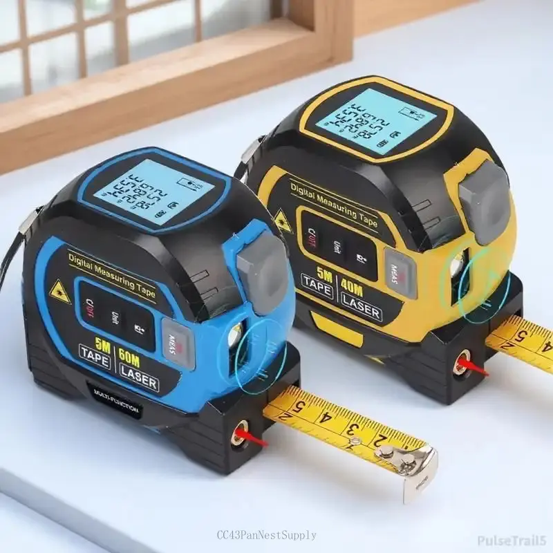 3-in-1 Digital Laser Tape Measure & Distance Meter: 60m/196ft High-Precision, Backlit LCD, 5m Auto-Lock, Multi-Unit (ft/in/m/mm), Portable Tool for Home/Pro ConstructionTheSunbeamDressPulseTrail5CC43PanNestSupply