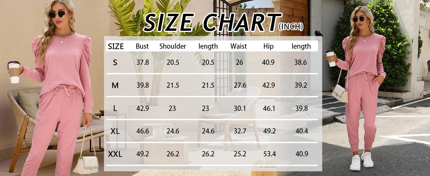 Sweatsuits for Women 2 Piece Outfits Puff Long Sleeve Crewneck Pullover Sweatshirt Jogger Lounge Sets