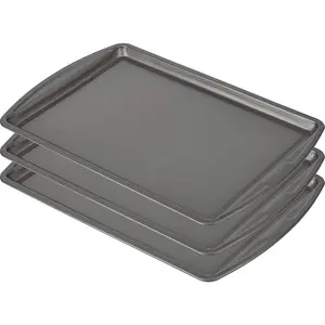 Everyday Nonstick Carbon Steel 13" x 9" Baking Sheet Set, 3 Pack – Standard-Sized Carbon Steel Cooking Pans, Bakeware Set, Cookie Sheets for Baking, Oven Pan Set