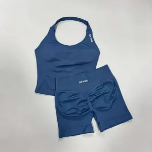 DFYNE Matte Nylon High-Stretch Seamless Short Sleeve & Shorts Yoga Active Set
